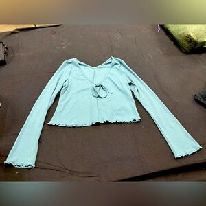 Gymshark Tie Front Top with Bell Sleeves